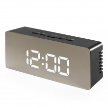 Часы настольные электронные зеркальные Losso Premium с LED подсветкой (черные), будильник Часы настольные электронные зеркальные Losso Premium с LED подсветкой (черные), будильник