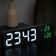 Часы настольные электронные зеркальные Losso Premium (GT) LONG с LED подсветкой, черные Часы настольные электронные зеркальные Losso Premium (GT) LONG с LED подсветкой, черные