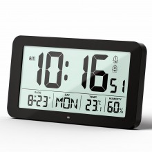 Часы настольные электронные LCD LOSSO "LC Day" с термометром и гигрометром, черные