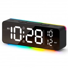Электронные настольные часы LOSSO NeoTime с RGB подсветкой и двойным будильником черный Электронные настольные часы LOSSO NeoTime с RGB подсветкой и двойным будильником черный