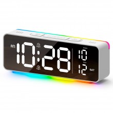 Электронные настольные часы LOSSO NeoTime с RGB подсветкой и двойным будильником белые Электронные настольные часы LOSSO NeoTime с RGB подсветкой и двойным будильником белые
