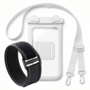 Гермочехол для телефона LOSSO IPX8 водонепроницаемый 11×20 см с ремешком на шею и нарукавником белый