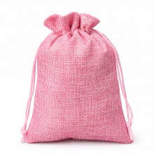 Подарочный мешочек из мешковины LOSSO 20см*30см (1 шт) розовый, крафтовая упаковка с имитацией льна и джута