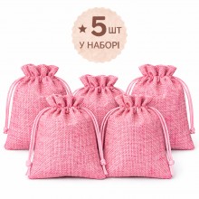 Подарочные мешочки из мешковины LOSSO 8см*10см (набор 5 шт), розовые