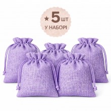 Подарочные мешочки из мешковины LOSSO 10см*14см (набор 5 шт), фиолетовые Подарочные мешочки из мешковины LOSSO 10см*14см (набор 5 шт), фиолетовые