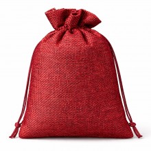 Подарочный мешочек из мешковины LOSSO 20см*30см (1 шт) красный, крафтовая упаковка с имитацией льна и джута