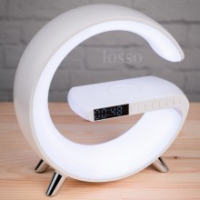 Ночник LED лампа RGB LOSSO "G-Luminate" с беспроводной зарядкой 15W и Bluetooth колонками белый