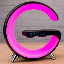 Ночник LED лампа RGB LOSSO "G-Luminate" с беспроводной зарядкой 15W и Bluetooth колонками черный