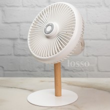 Вентилятор настольный аккумулятрный LOSSO LJQ-138R бесшумный с пультом, белый Вентилятор настольный аккумулятрный LOSSO LJQ-138R бесшумный с пультом, белый